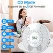 Portable CD Player Rechargeable MP3 Dual Bluetooth Speakers LCD Display Car Home AUX USB White Audio Entertainment