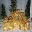Set of 3 Christmas Light Gift Boxes Decorations LED Light Up AAA Battery Power Tree Ornament Indoor Outdoor Holiday Party Home Yard Size 15CM 20CM 25CM