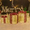 Set of 3 Christmas Light Gift Boxes Decorations LED Light Up AAA Battery Power Tree Ornament Indoor Outdoor Holiday Party Home Yard Size 15CM 20CM 25CM
