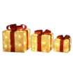 Set of 3 Christmas Light Gift Boxes Decorations LED Light Up AAA Battery Power Tree Ornament Indoor Outdoor Holiday Party Home Yard Size 15CM 20CM 25CM