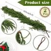 2 Pcs Artificial Norfolk Pine Garlands,Real Touch Winter Pine Garland, Green Artificial Greenery Garland for Table,Mantle,Wall,Indoor,Outdoor Christmas Decorations (1.8M/6 FT)