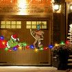 LED Grinches Outdoor Christmas Decorations Fence Yard Decorations 3M LED Lights BATTERY POWER Yard Signs for Christmas Holiday Garden