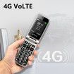 4G Volte Flip Mobile Phones Unlocked for Seniors,Big Buttons Cell Phone for Elderly Kids,Clear Sound,SOS Button,Talking Numbers G3 Red