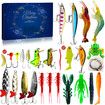 Fishing Advent Calendar 2024, 24 Days of Christmas Countdown Calendar with Fishing Lures Set for Fisher Men Teen Boys, Blue