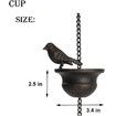 2.4Meter Mobile Birds on Cups Rain Chain for Outside, Rain Chains for Gutters Downspouts, Dark Bronze