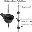 2.4Meter Mobile Birds on Cups Rain Chain for Outside, Rain Chains for Gutters Downspouts, Dark Bronze