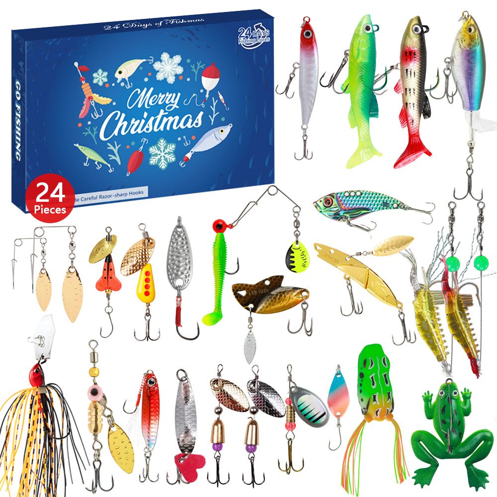Advent Calendar 2024 Fishing Lure for Man Teen, 24 Days Christmas Countdown Fish Tackle Set