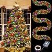 5M Christmas Tinsel Garland Metallic Shinny Garland with LED Lights Christmas Tree Garland Thick Hanging Decorations for Party