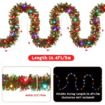 5M Christmas Tinsel Garland Metallic Shinny Garland with LED Lights Christmas Tree Garland Thick Hanging Decorations for Party