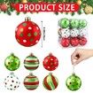 Ornament Christmas Balls 12pcs Glittering 2.4 Inch Hanging Xmas Tree Decor Swirl Candy Cane Elf Red Green Plastic Festive Display