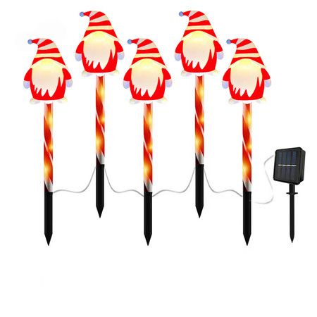 5 Pack LED Christmas Solar Power Ground Stake Outdoor Pathway Party Supply Waterproof Solar IP65 Christmas