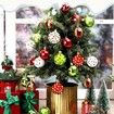 24 Pcs 5cmChristmas Ball Ornaments Glittering Red Green Ball Ornaments Swirl Candy Hanging Ball Decoration