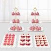 5 Pcs Dessert Table Display Set,2 Pcs Cupcake Stand Holder Cup Cake Tier Tower and 3 Pcs Serving Tray Combo (Wave Square)