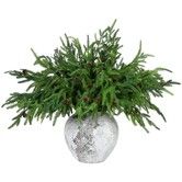 Xmas Norfolk Pine Branches with Pine Cones Norfolk Pine Artificial Xmas Branches for Xmas Indoor Outdoor Home Decor (6 Pcs)