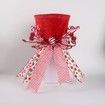 Christmas Tree Topper Hat, Large Red Hat with Striped Bow Ribbon and Lollipop, Desktop Ornaments for Home Xmas Holiday