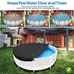 Pool Cover Winter Round 15ft Above Ground Fade Resistant Windproof Strap Drawstring Ground Nails Black