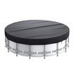 Pool Cover Winter Round 15ft Above Ground Fade Resistant Windproof Strap Drawstring Ground Nails Black