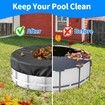 Pool Cover Winter Round 15ft Above Ground Fade Resistant Windproof Strap Drawstring Ground Nails Black