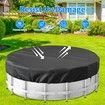 Pool Cover Winter Round 15ft Above Ground Fade Resistant Windproof Strap Drawstring Ground Nails Black
