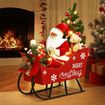 Lighted Christmas Santa Sleigh Set LED Xmas String Lights Musical Animated Tabletop Tree Decorations Ornament Fairy Desk Display Home Party Present