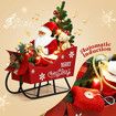 Lighted Christmas Santa Sleigh Set LED Xmas String Lights Musical Animated Tabletop Tree Decorations Ornament Fairy Desk Display Home Party Present