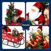 Lighted Christmas Santa Sleigh Set LED Xmas String Lights Musical Animated Tabletop Tree Decorations Ornament Fairy Desk Display Home Party Present