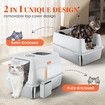 2in1 XL Cat Litter Box Kitty Enclosed Stainless Steel Potty Pan Semi Covered Toilet Modular Tray High Sided Furniture with ABS Lid Carbon Filters