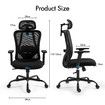 Ergonomic Mesh Office Chair Black Desk Computer Armchair Swivel Adjustable High Back Executive Gamer Work Comfortable Seating