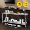 Stainless Steel Kitchen Bench Workbench Island Food Prep Table Countertop Benchtop Work Desk Adjustable Storage Shelf 430 Commercial 182.9x61cm
