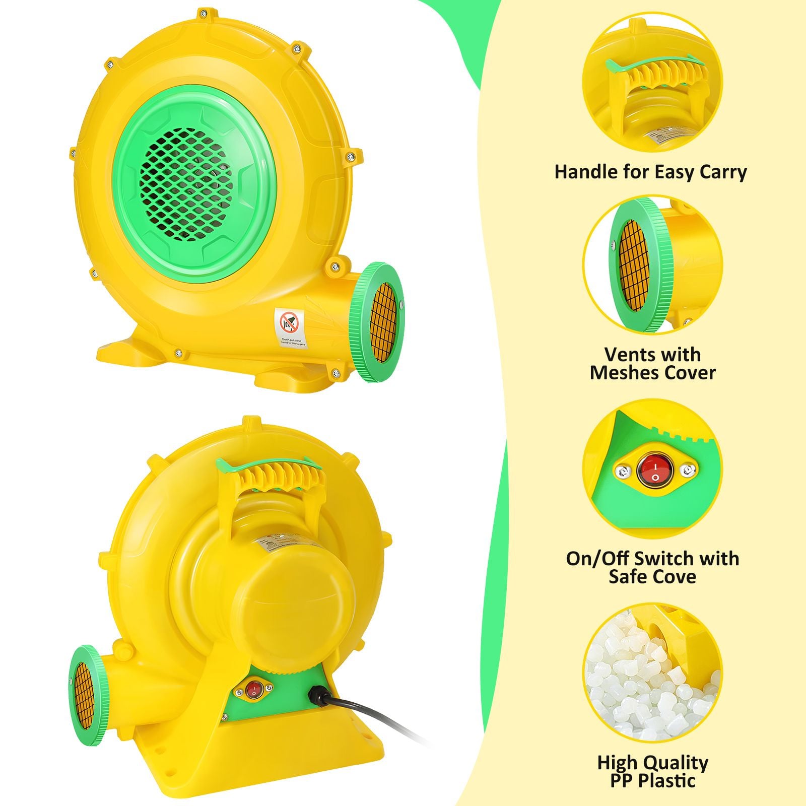 550W Electric Air Pump Blower Portable Inflator Fan for Inflatable Jumping Castle Bounce House Bouncy Airbed Sofa Slide Bouncer