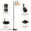 Modern LED Floor Lamp Black Tall Free Standing Adjustable Book Reading Corner Light for Bed Living Room with Rattan Fabric Lampshade