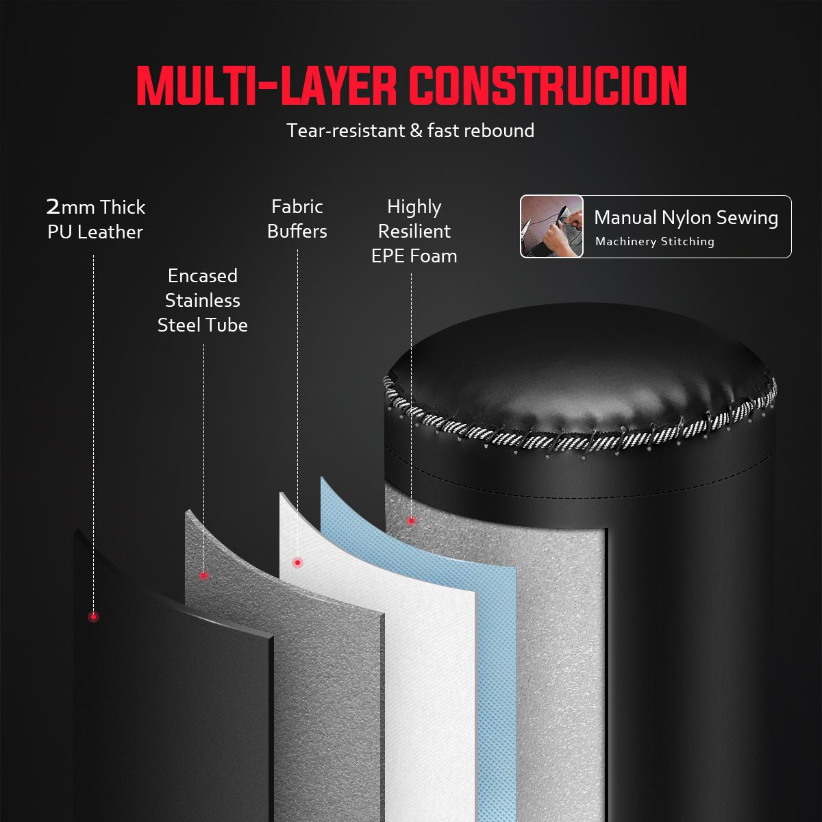 Genki 170cm Free Standing Boxing Punching Bag Stand Punchbag Kicking