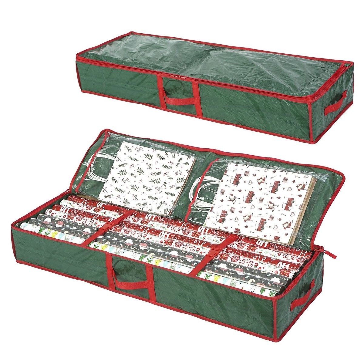 Underbed Gift Wrap Organizer,Gift Wrapping Paper Storage Container,Holds up to 20 Rolls,104*36*16cm (Green)