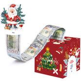 Christmas Money Box for Cash Gift Pull,Surprise Money Holder Cash Gift,DIY Fun Holiday Cash Box,Include 50Pcs Transparent Bags