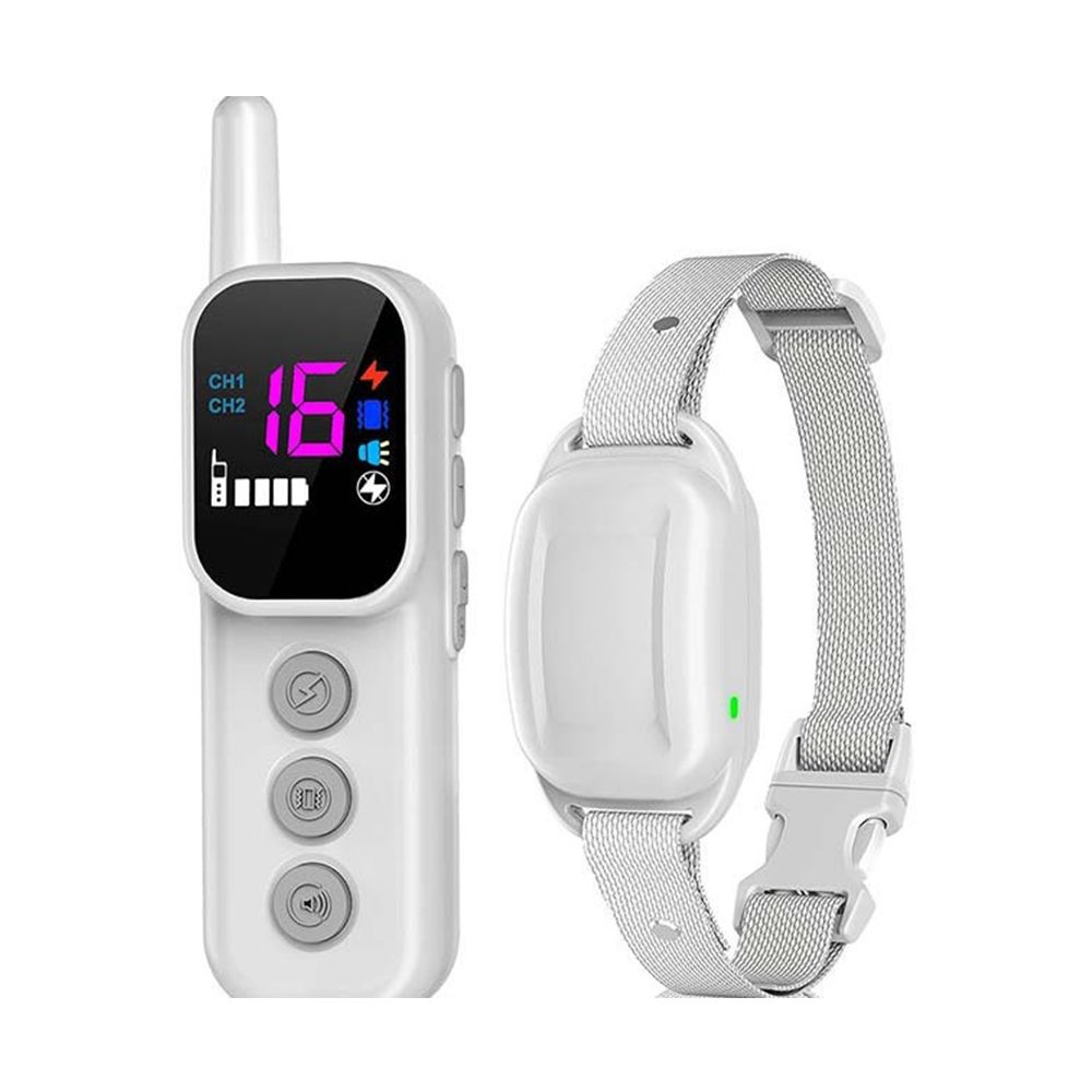 Rechargeable Dog Electric Training Collar with Remote for Small Medium Large Dogs with Beep, Vibration, Safe Shock Modes (White)