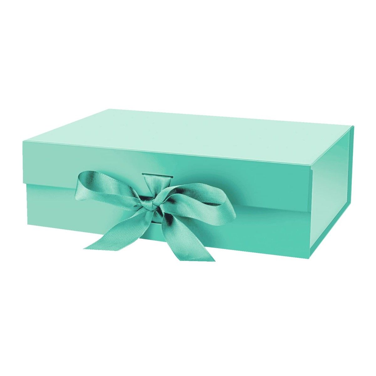Gift Box with Lid for Presents 26x19x8cm with Ribbon and Magnetic Closure (1Pack,Green)
