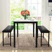 Dining Table with 2 Benches 3pcs Large Dinner Kitchen Desk Chair Seat Set White Modern Bedroom Office Furniture Work Reception