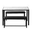Dining Table with 2 Benches 3pcs Large Dinner Kitchen Desk Chair Seat Set White Modern Bedroom Office Furniture Work Reception
