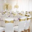 Spandex Chair Sashes Bows 50PCS Premium Stretch Chair Cover Band with Buckle Slider Universal Elastic Chair Ties (Metallic Gold)