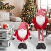 Christmas Decorations Bundle Red and White Striped Faceless Doll Standing Pose Figurine Elderly Retractable Ornament,1 Pack