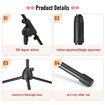 Microphone Stand Telescopic Boom Mic Arm Holder Mount Foldable Lightweight Adjustable Rotatable 85cm to 138cm with Tripod Base Black