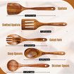 Wooden Spoons for Cooking,5 Pcs Wooden Utensils for Cooking Natural Teak Wooden Kitchen Utensils Set