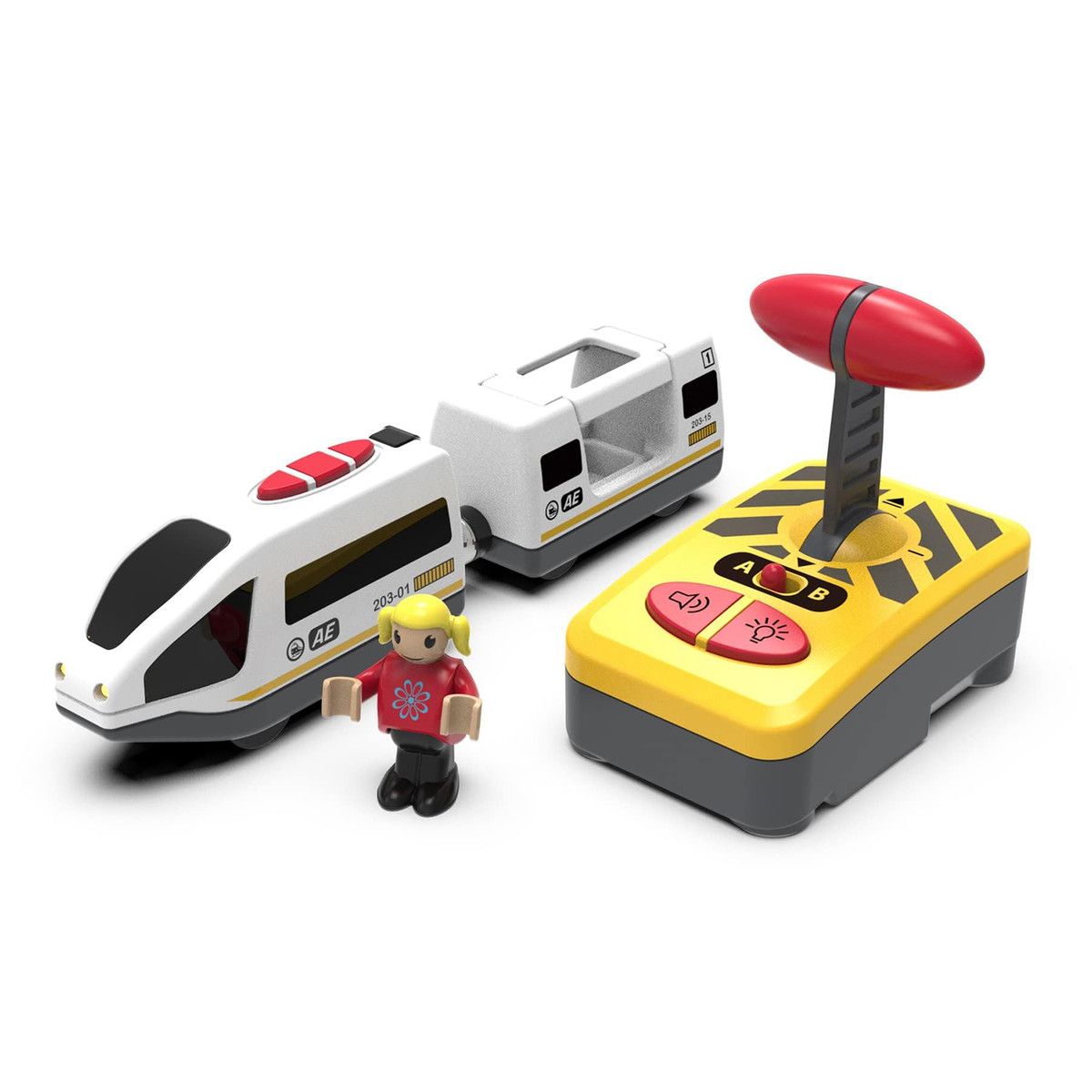 Wooden Train Set Accessories Battery Operated Locomotive Train,Remote Control Train Vehicles,Powerful Engine Train Cars (Battery Not Included)