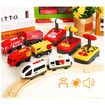 Wooden Train Set Accessories Battery Operated Locomotive Train,Remote Control Train Vehicles,Powerful Engine Train Cars (Battery Not Included)