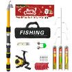 Christmas Fishing Rod and Reel Combo Kit Lightweight Starter Set Saltwater Freshwater Great Christmas Gift Color Yellow