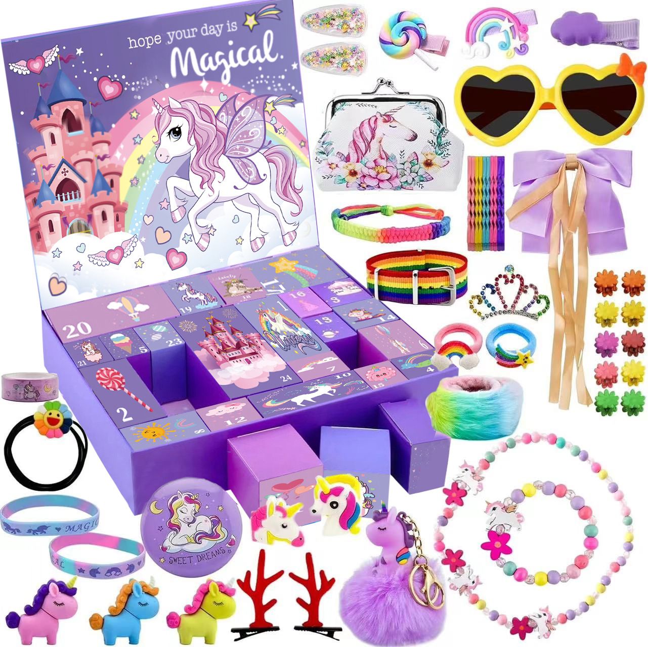 Unicorn Advent Calendar Surprise Box for Girls Gifts with Plush