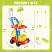Toy House Cleaning Playset 8pcs Kids Pretend Imagination Role Trolley Cart Floor Mop Cleaner Broom Brush Dustpan Bucket Spray Bottle
