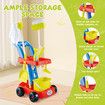 Toy House Cleaning Playset 8pcs Kids Pretend Imagination Role Trolley Cart Floor Mop Cleaner Broom Brush Dustpan Bucket Spray Bottle