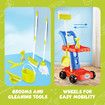 Toy House Cleaning Playset 8pcs Kids Pretend Imagination Role Trolley Cart Floor Mop Cleaner Broom Brush Dustpan Bucket Spray Bottle