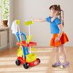 Toy House Cleaning Playset 8pcs Kids Pretend Imagination Role Trolley Cart Floor Mop Cleaner Broom Brush Dustpan Bucket Spray Bottle